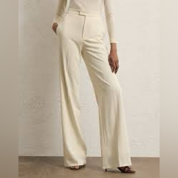 Ralph lauren wool blend pants cream Dean Wool Gabardine Pant Sz 2 - Picture 1 of 15